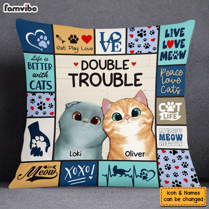 Personalized Cat Double Trouble Pillow 23147 1