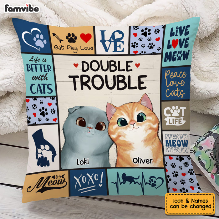 Personalized Cat Double Trouble Pillow 23147 1