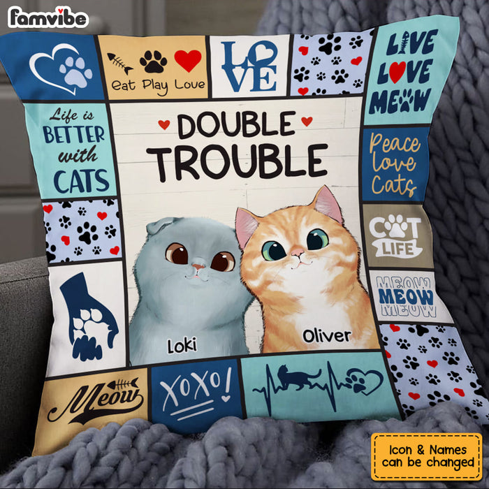Personalized Cat Double Trouble Pillow 23147 1