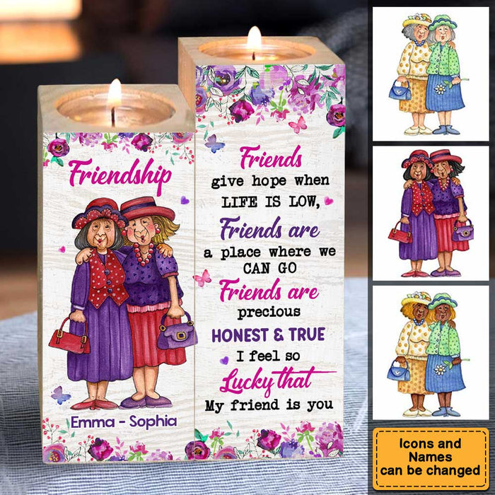 Personalized Friendship Gift My Friend Is You Wood Candle Holder 23148 1
