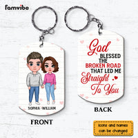Personalized Gift for Couple God Blessed The Broken Road Aluminum Keychain 23167 thumb 1
