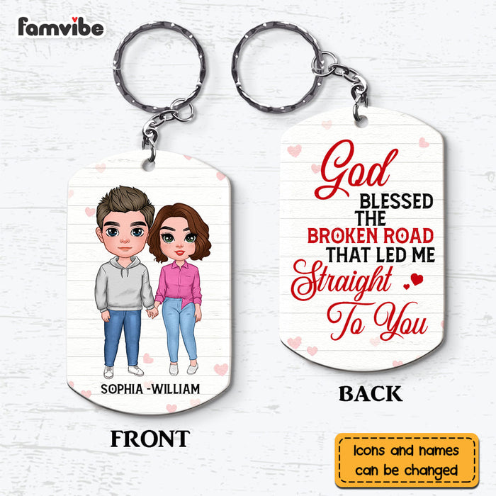 Personalized Gift for Couple God Blessed The Broken Road Aluminum Keychain 23167 1