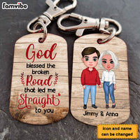 Personalized Gift for Couple God Blessed The Broken Road Aluminum Keychain 23168 thumb 1
