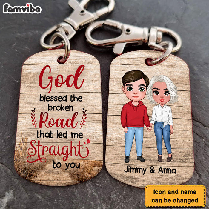 Personalized Gift for Couple God Blessed The Broken Road Aluminum Keychain 23168 1