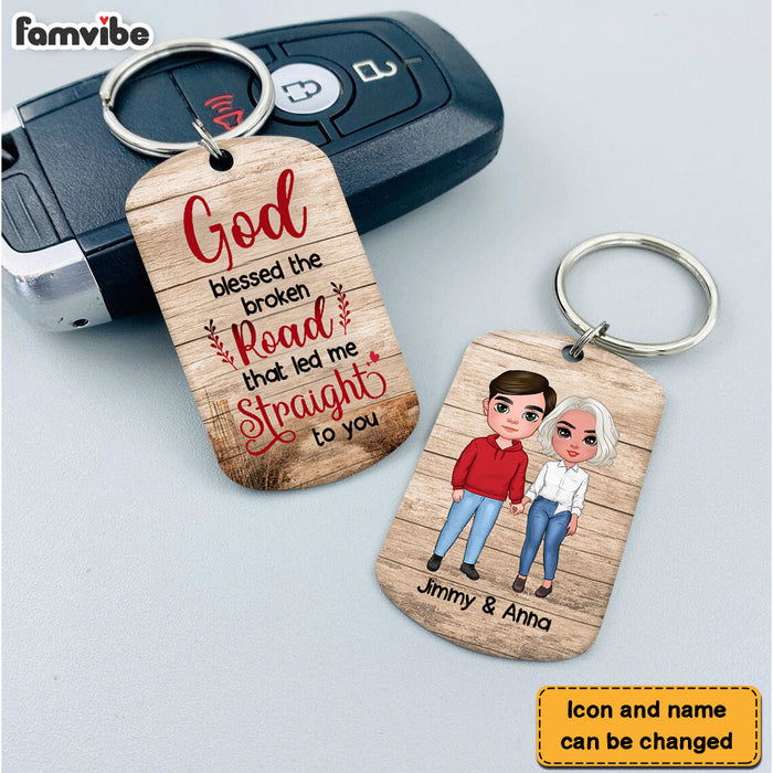 Personalized Gift for Couple God Blessed The Broken Road Aluminum Keychain 23168 1