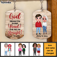 Personalized Gift for Couple God Blessed The Broken Road Aluminum Keychain 23168 thumb 1