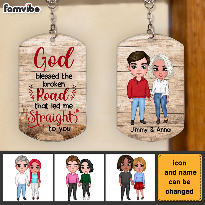 Personalized Gift for Couple God Blessed The Broken Road Aluminum Keychain 23168 1
