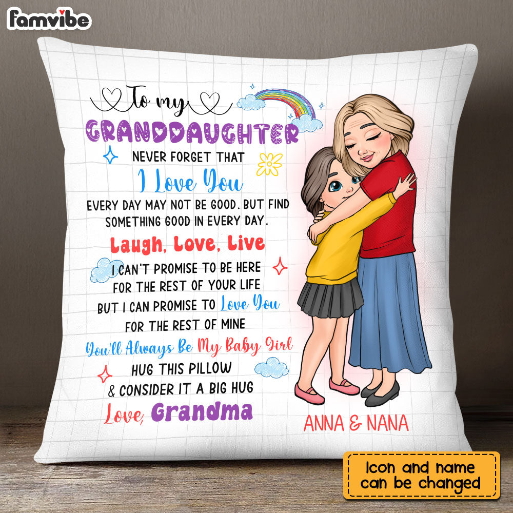 Personalized Gift For Granddaughter Live Love Laugh Pillow 23173 Primary Mockup