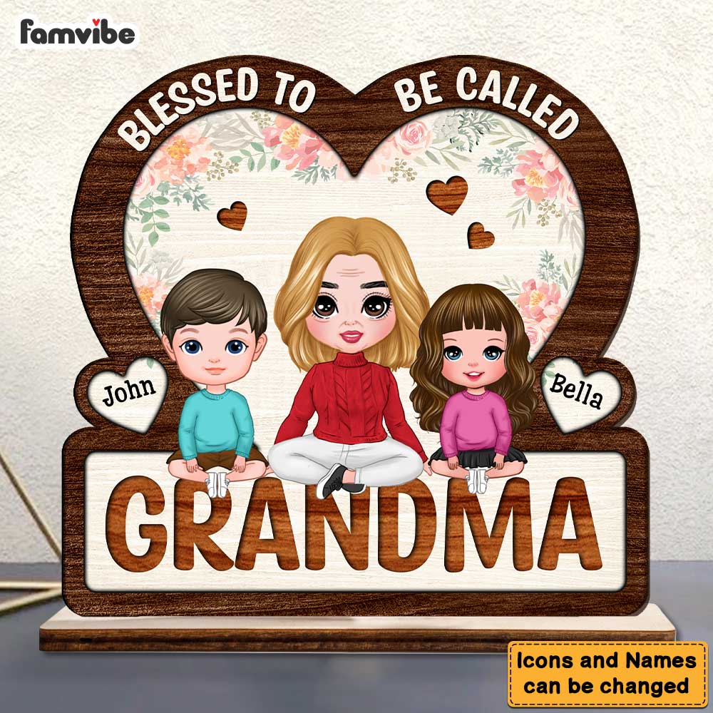 Personalized Blessed To be Called Grandma Wood Plaque 23214 Primary Mockup