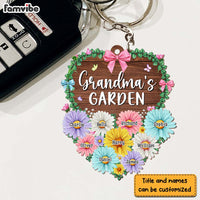 Personalized Grandma's Garden Flower Wood Keychain 23217 thumb 1