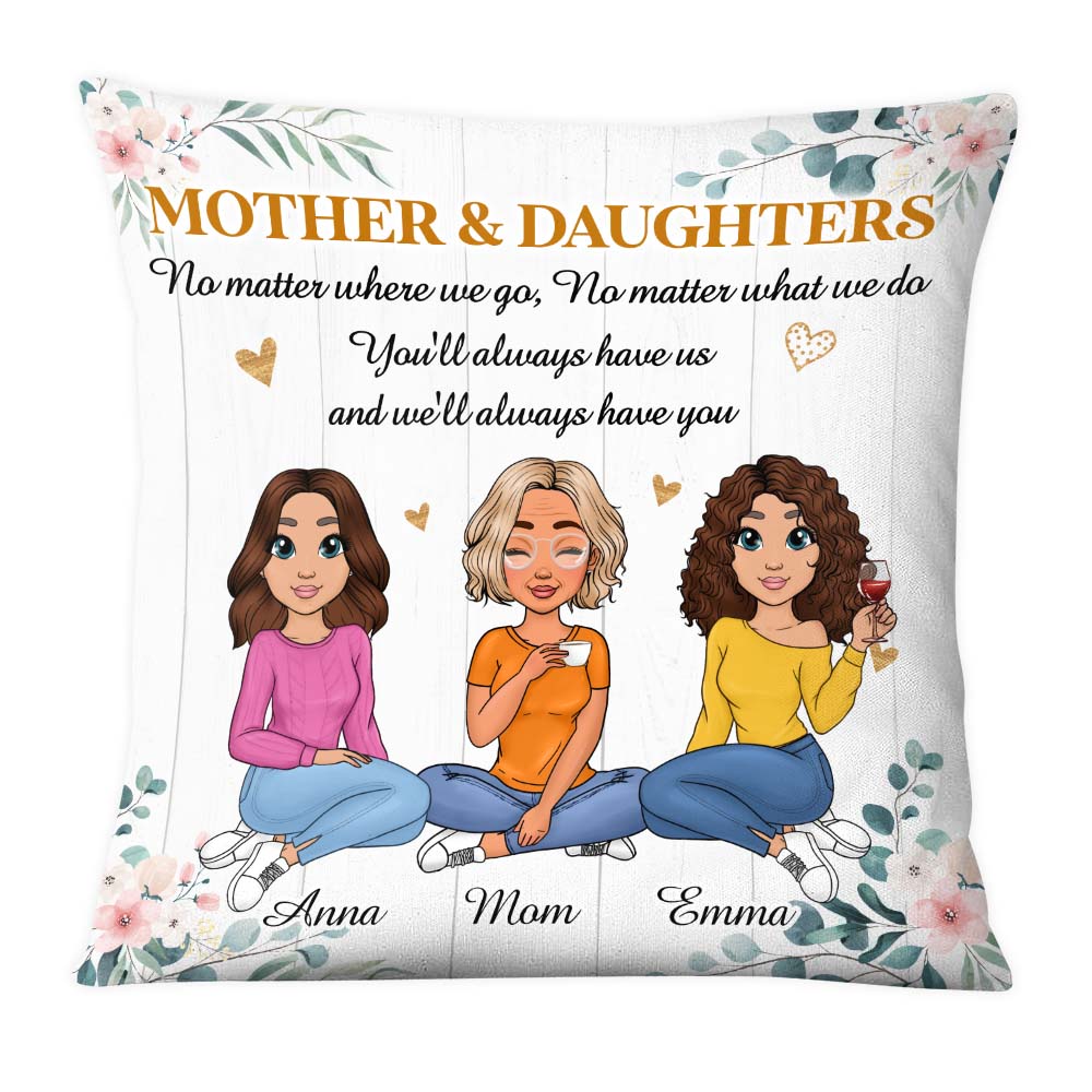 Personalized Gift Mother And Daughter No Matter Where We Go Pillow 23223 Primary Mockup