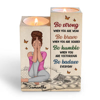 Personalized Gift For Daughter Be Strong Wood Candle Holder 23231 thumb 1