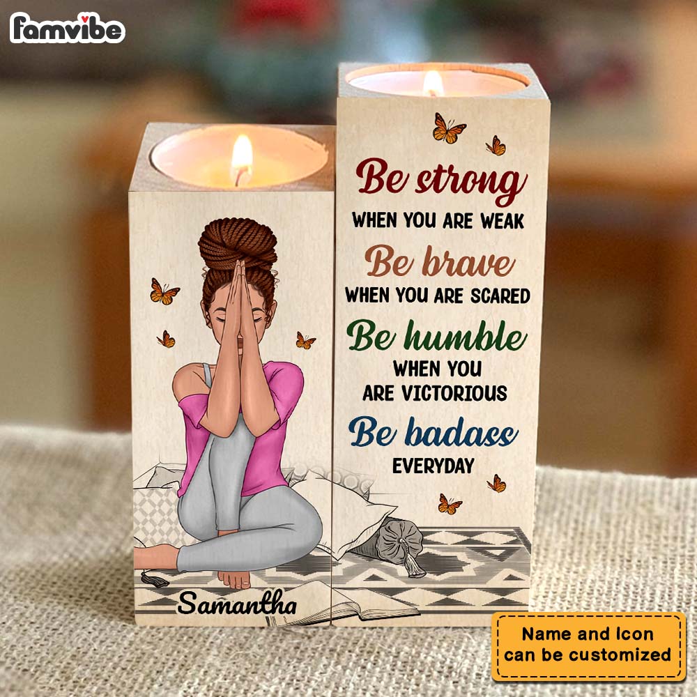Personalized Gift For Daughter Be Strong Wood Candle Holder 23231 Primary Mockup
