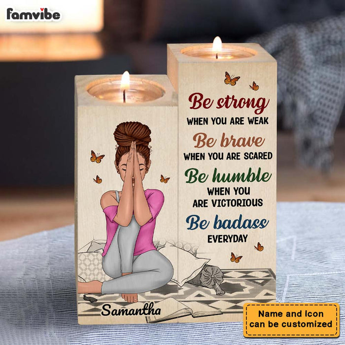 Personalized Gift For Daughter Be Strong Wood Candle Holder 23231 1