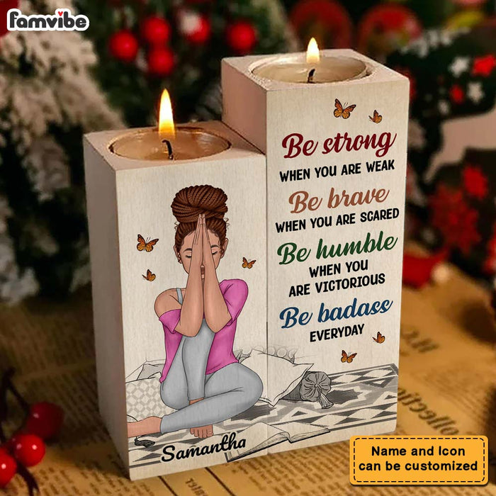 Personalized Gift For Daughter Be Strong Wood Candle Holder 23231 1