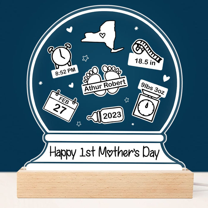 Personalized Love Gift Happy 1st Mother's Day Plaque LED Lamp Night Light 23242 1