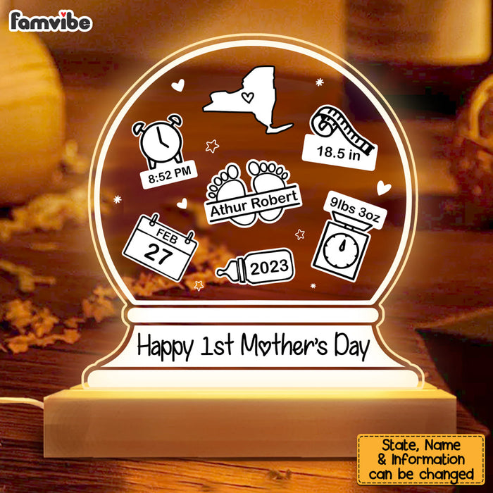 Personalized Love Gift Happy 1st Mother's Day Plaque LED Lamp Night Light 23242 1