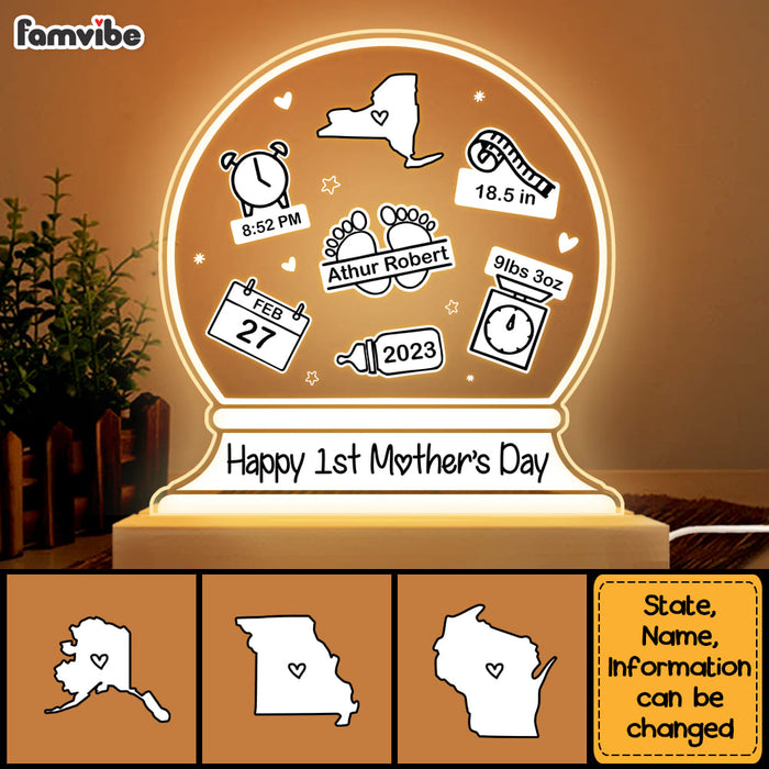 Personalized Love Gift Happy 1st Mother's Day Plaque LED Lamp Night Light 23242 1
