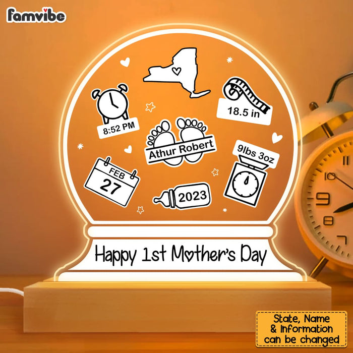Personalized Love Gift Happy 1st Mother's Day Plaque LED Lamp Night Light 23242 1