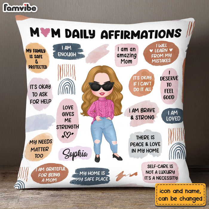 Daily Affirmations Pillow, Self-care Decorative Pillow, Daily