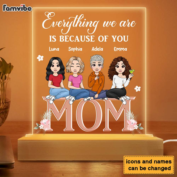 Personalized Gift for Mom Everything We Are Is Because Of You Plaque LED Lamp Night Light 23292 1