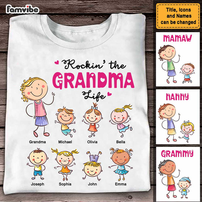 Personalized Rockin‘ Grandma Life Happy Shirt - Hoodie - Sweatshirt 23327 1