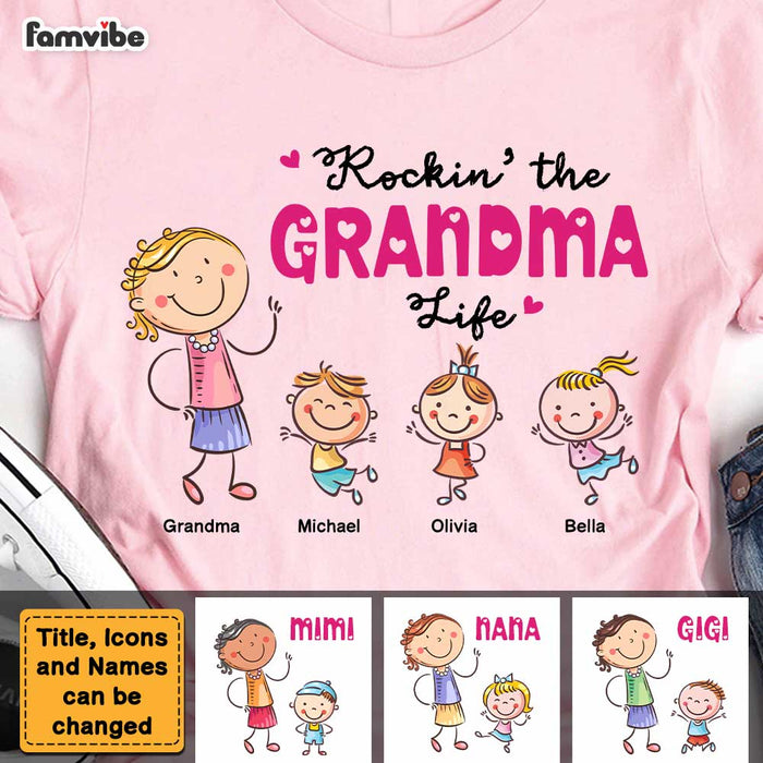 Personalized Rockin‘ Grandma Life Happy Shirt - Hoodie - Sweatshirt 23327 1