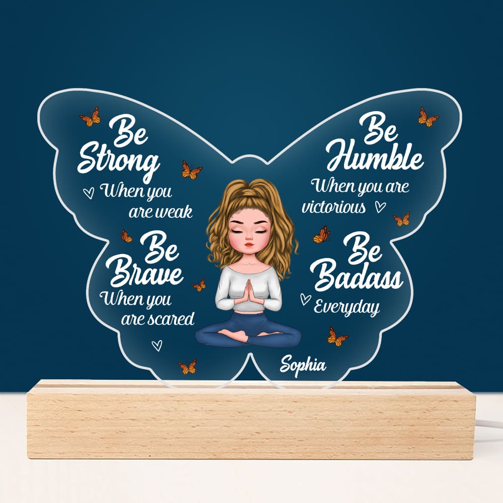 Personalized  Gift For Daughter Be Strong Plaque LED Lamp Night Light 23331 Primary Mockup