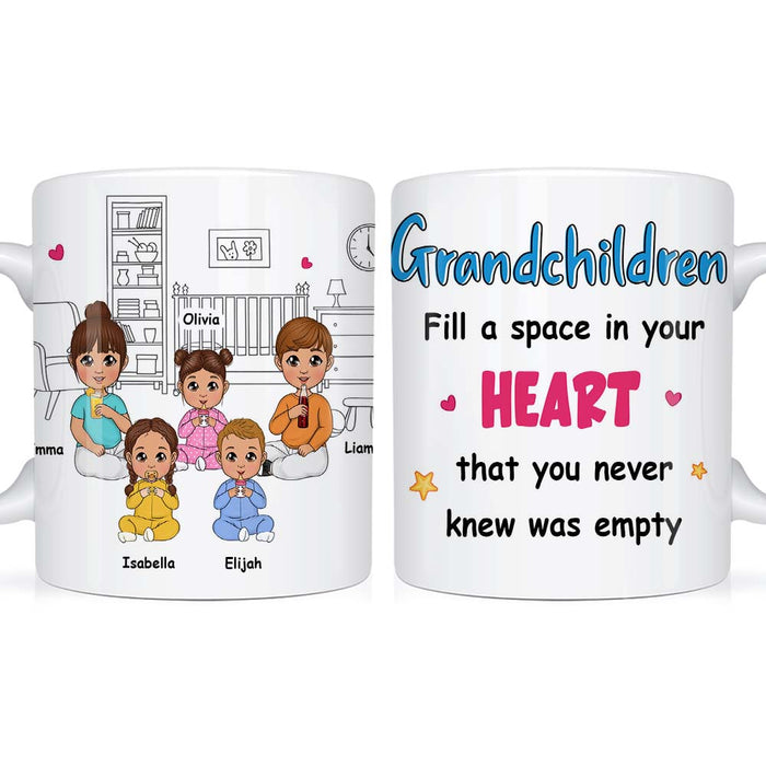 Personalized Grandkids Fill A Space In Your Grandma Heart Mug 23340 1