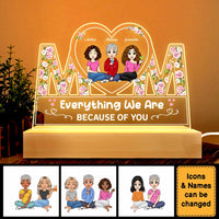 Personalized Gift For Mom Everything We Are Because Of You Plaque LED Lamp Night Light 23354 thumb 1