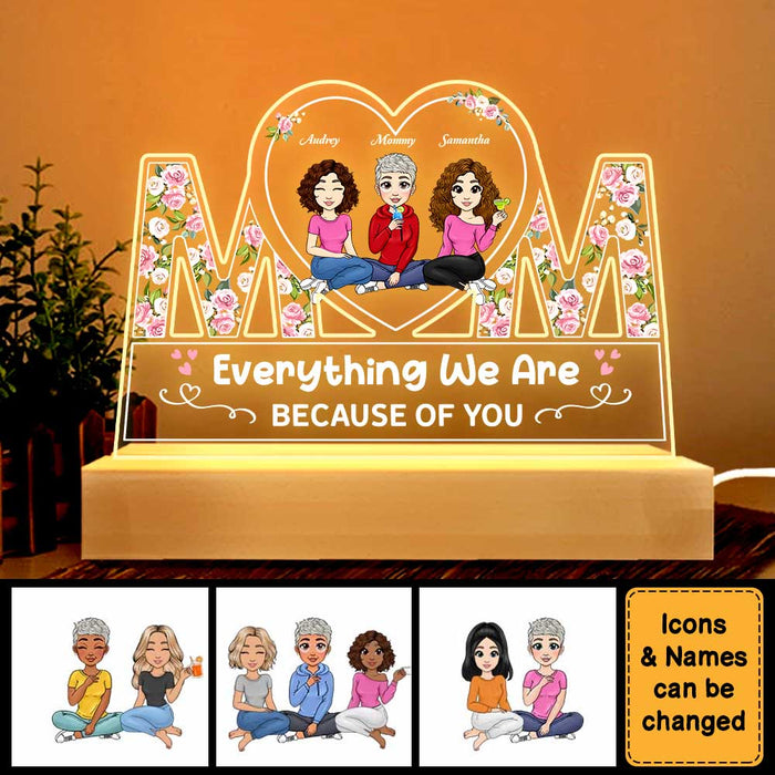 Personalized Gift For Mom Everything We Are Because Of You Plaque LED Lamp Night Light 23354 1