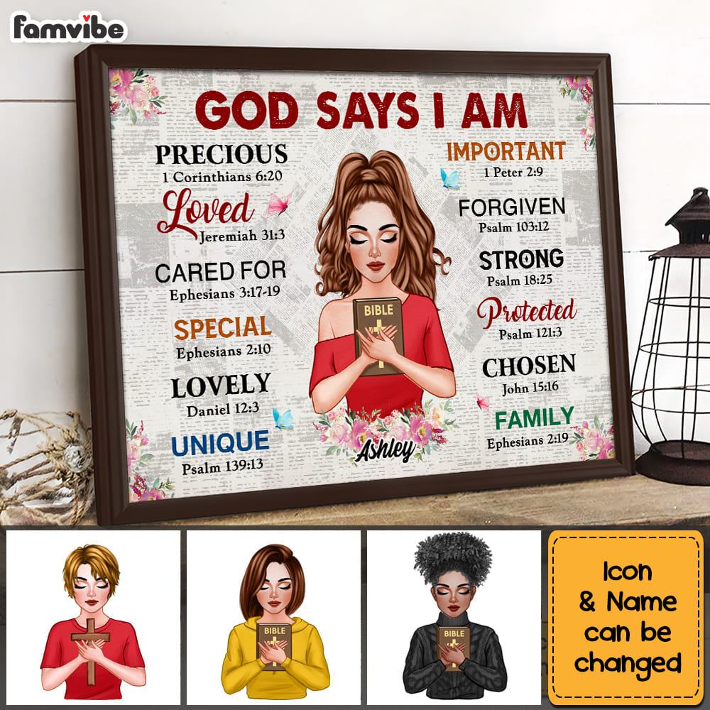 Personalized God Says I Am Girl With Cross Poster 22701 Primary Mockup