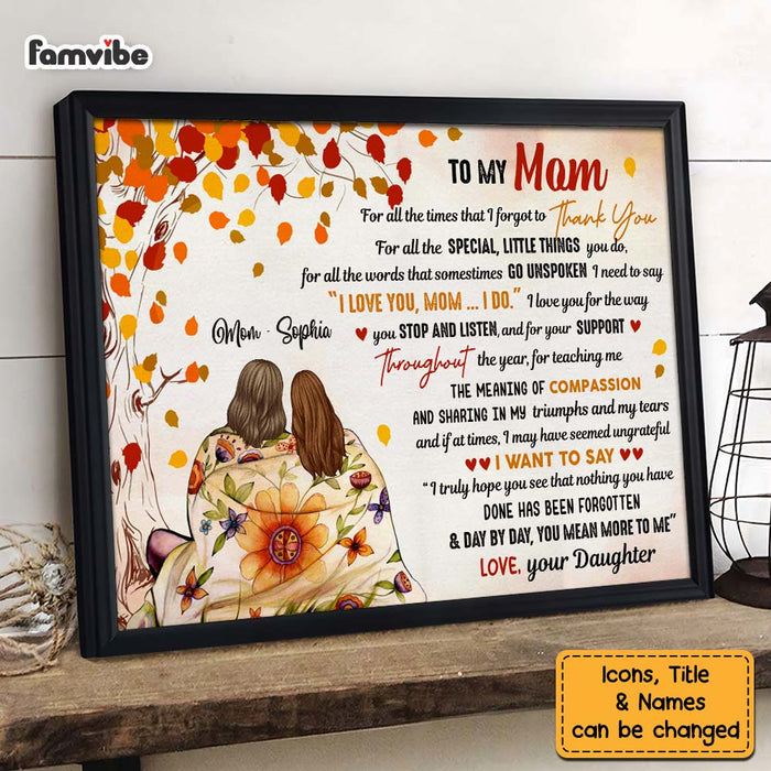 To My Mom poster, Personalized Gift For Mom, From Daughter