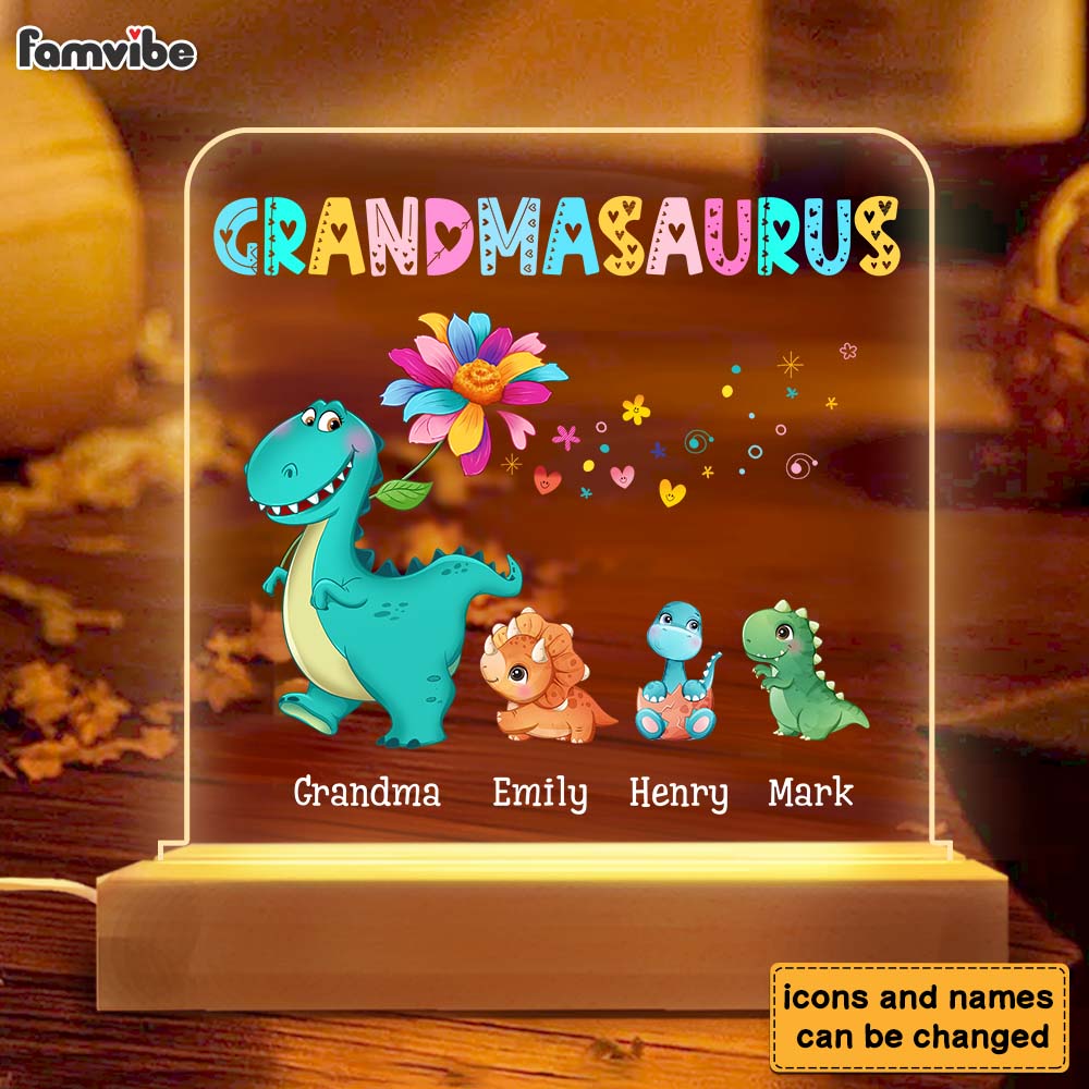 Personalized Gift Grandmasaurus Plaque LED Lamp Night Light 23380 Primary Mockup