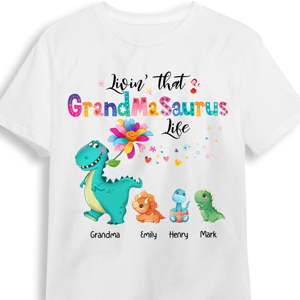 Personalized Livin' That Grandmasaurus Colorful Flower Shirt 23425 Primary Mockup