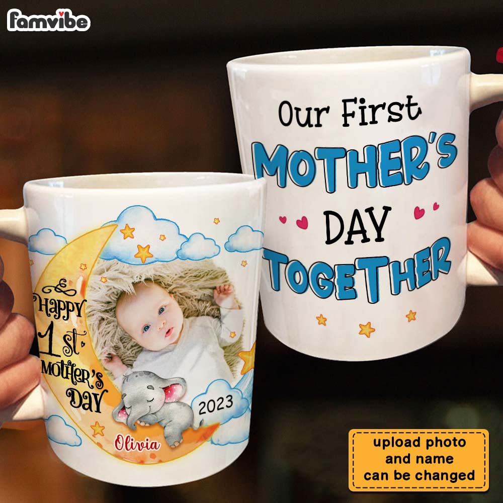 Personalized First Mother's Day Elephant Photo Mug 23435 Primary Mockup