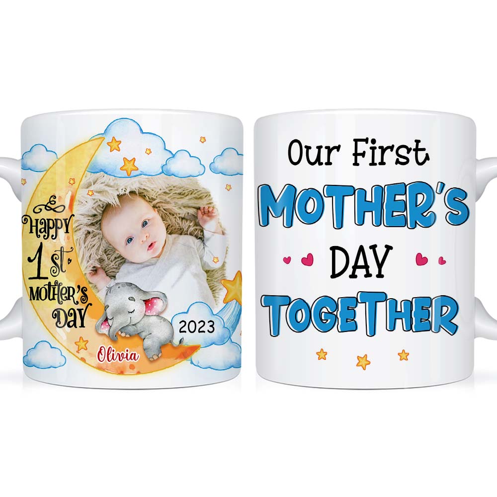 Personalized First Mother's Day Elephant Photo Mug 23435 Primary Mockup