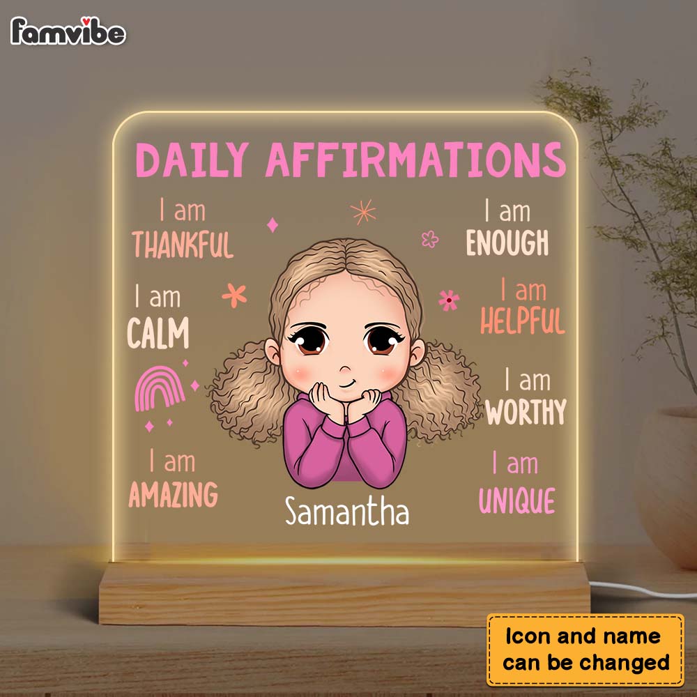 Personalized Daily Affirmation Gift For Granddaughter Plaque LED Lamp Night Light 23470 Primary Mockup