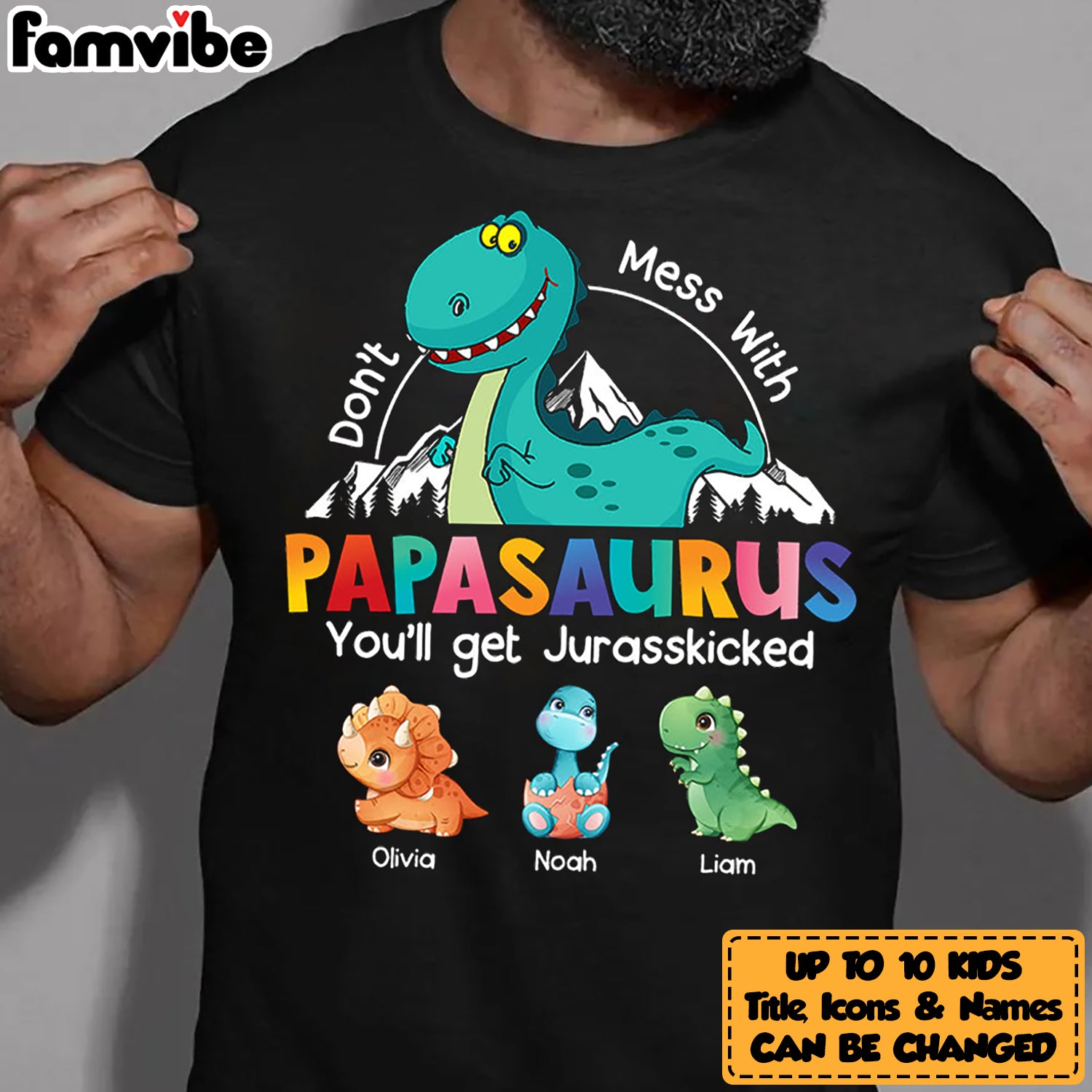 Personalized Gift Papasaurus Shirt 23481 Primary Mockup