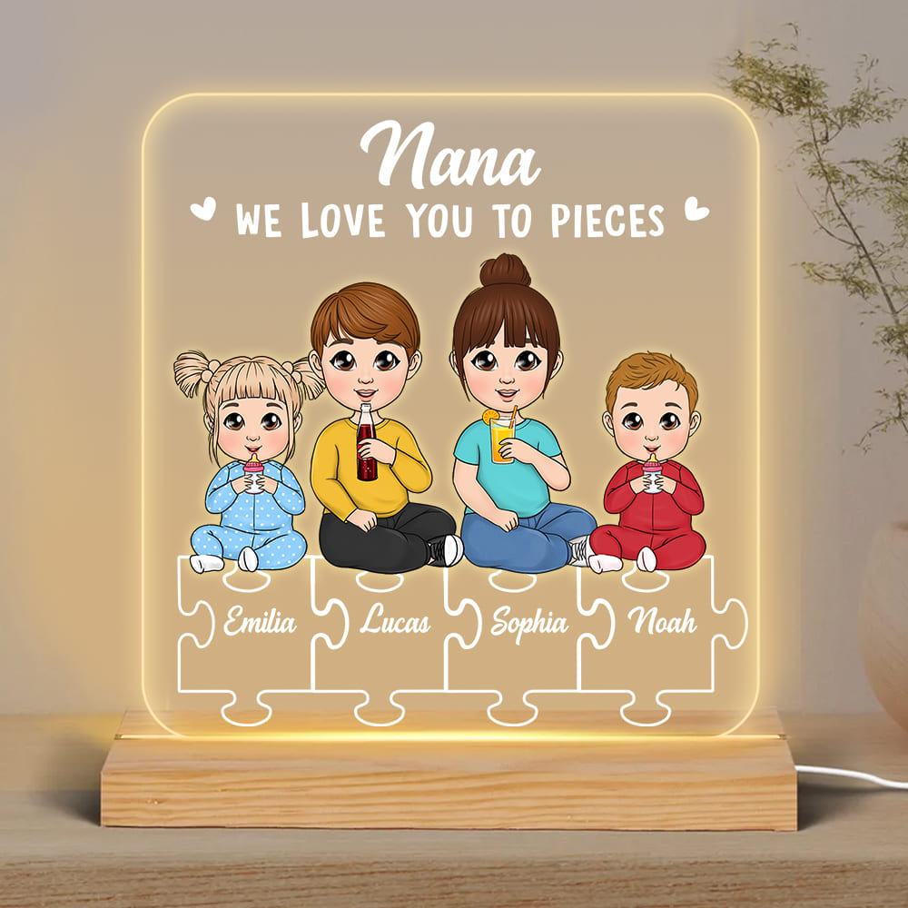 Personalized Gift For Grandma We Love You To Pieces Plaque LED Lamp Night Light 23512 Primary Mockup