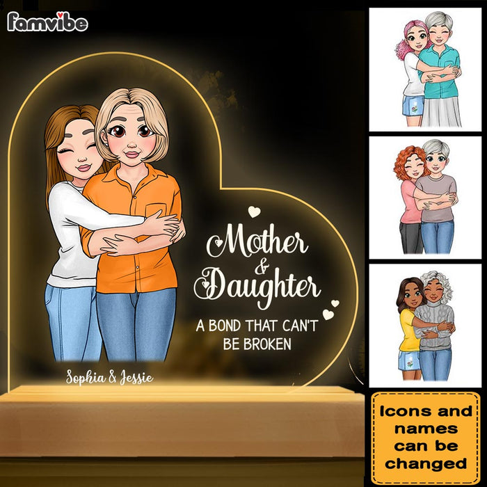 Personalized Gift Mother and Daughter A Bond That Can't Be Broken Plaque LED Lamp Night Light 23514 1
