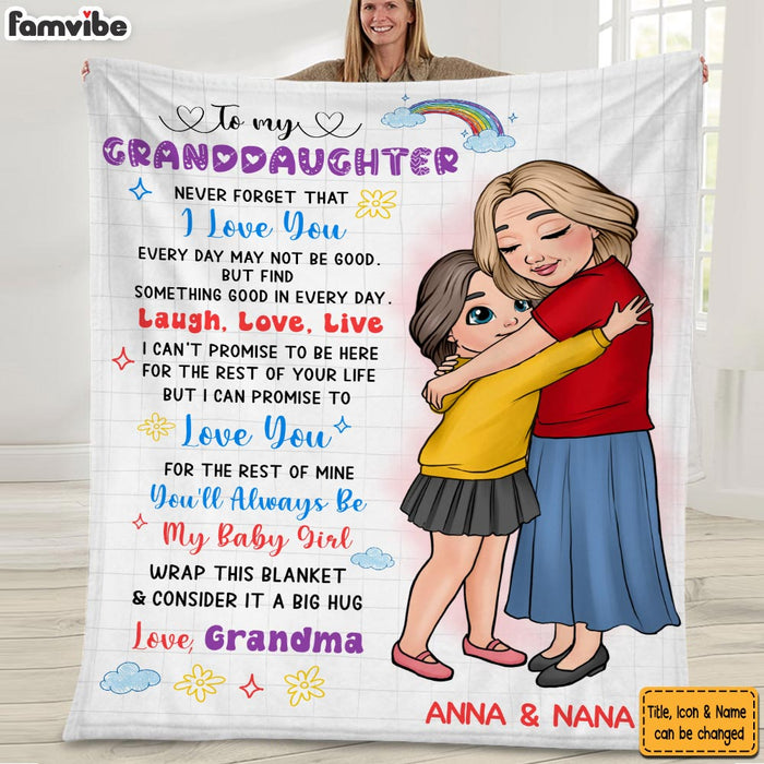 Personalized Gift For Granddaughter Live Love Laugh Blanket 23173 1