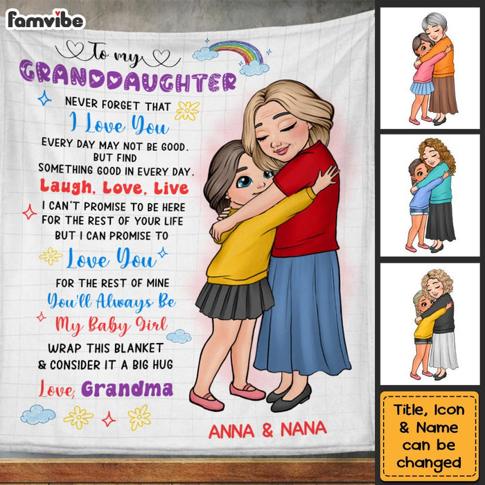 Personalized Gift For Granddaughter Live Love Laugh Blanket 23173 1