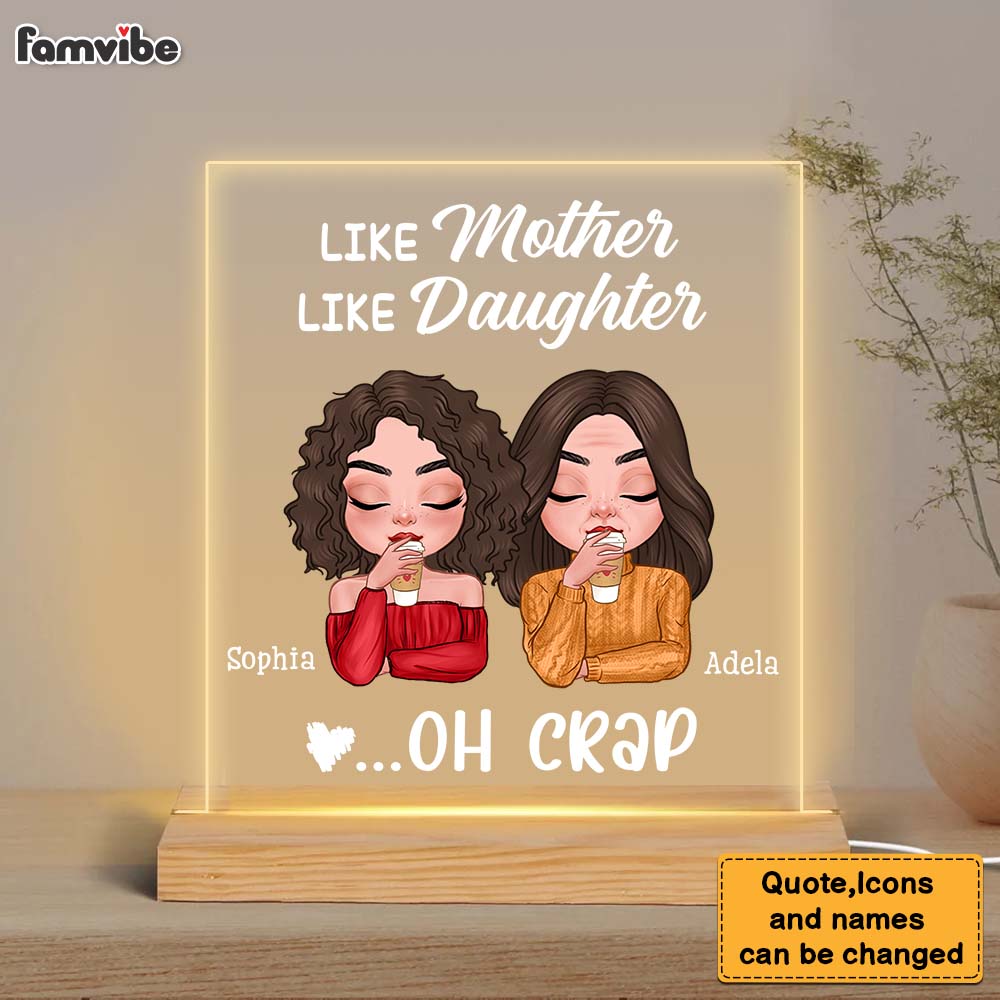 Personalized Gift Like Mother Like Daughter Plaque LED Lamp Night Light 23261 Primary Mockup