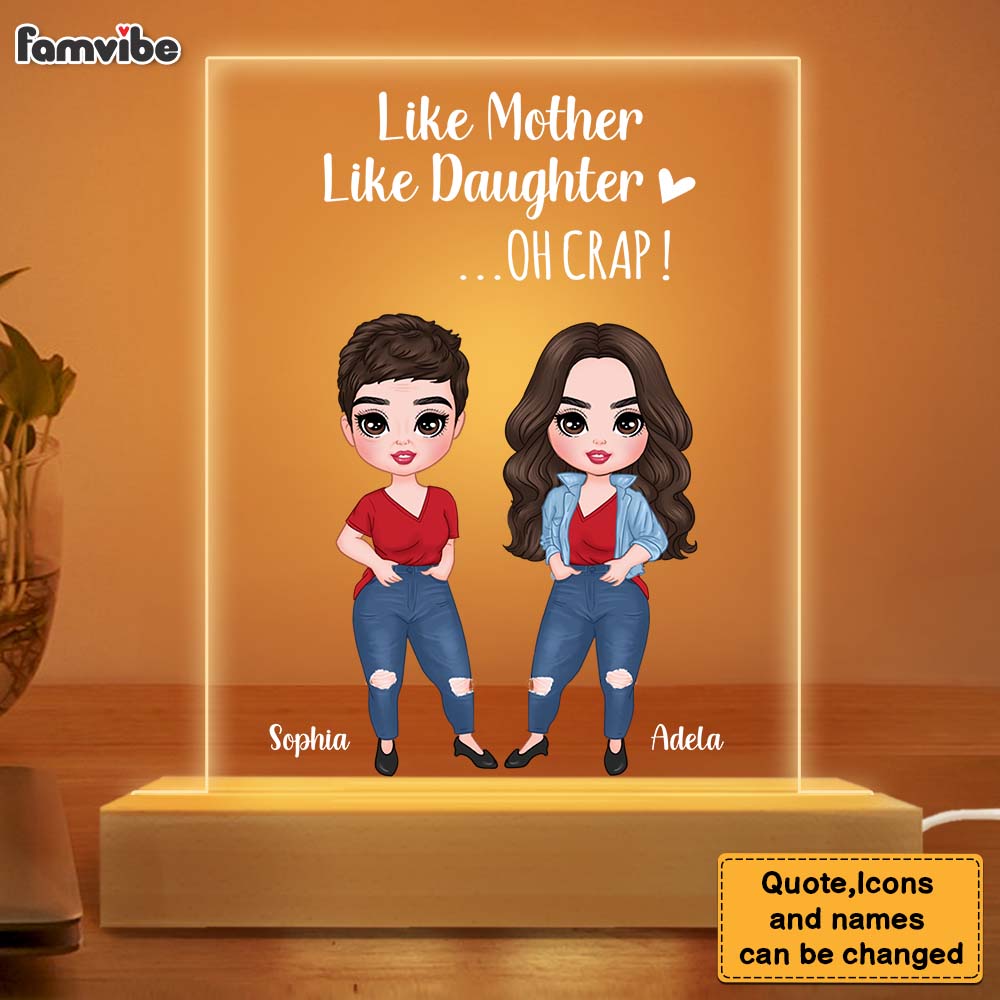 Personalized Gift Like Mother Like Daughter Plaque LED Lamp Night Light 23595 Primary Mockup