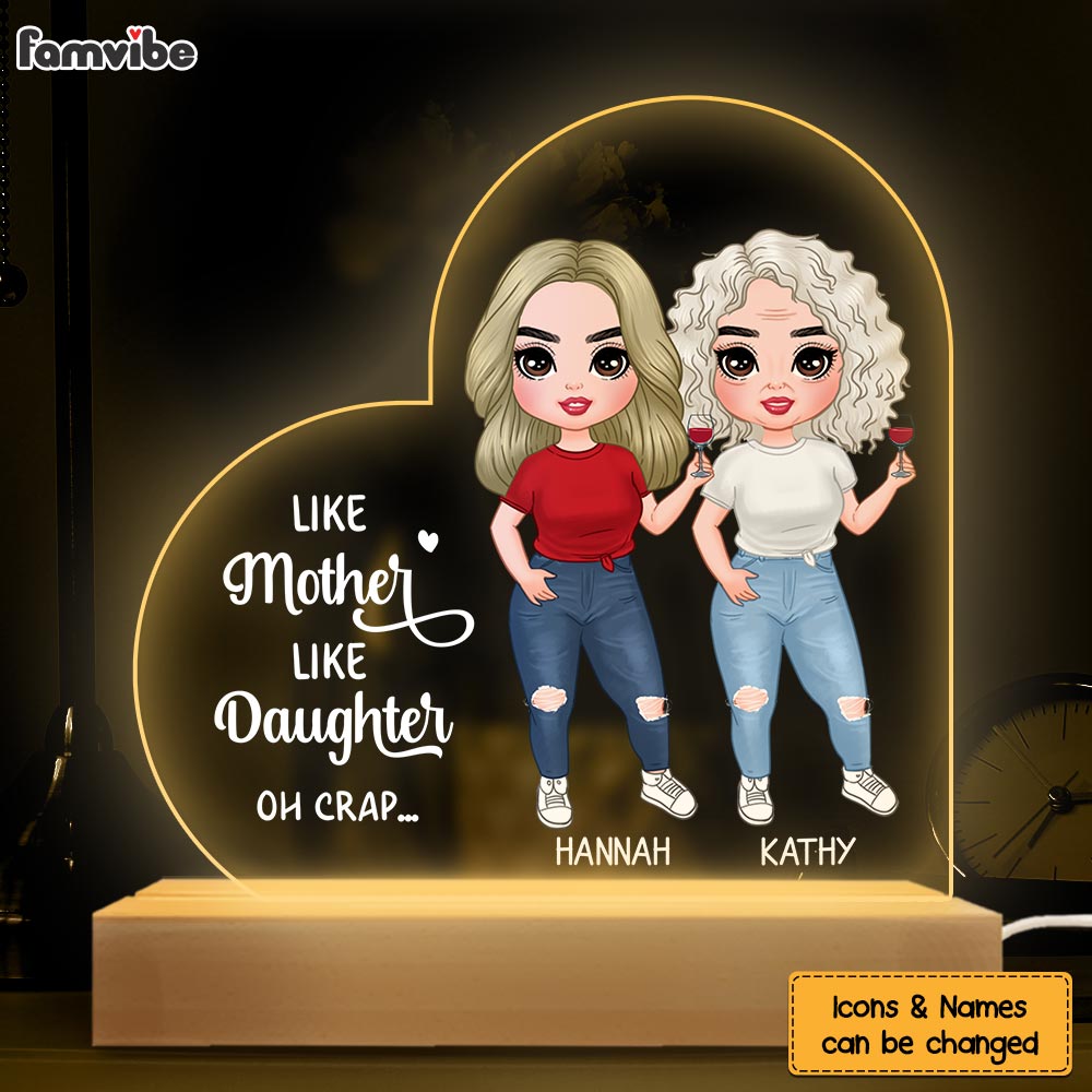 Personalized Gift Like Mother Like Daughter Plaque LED Lamp Night Light 23596 Primary Mockup
