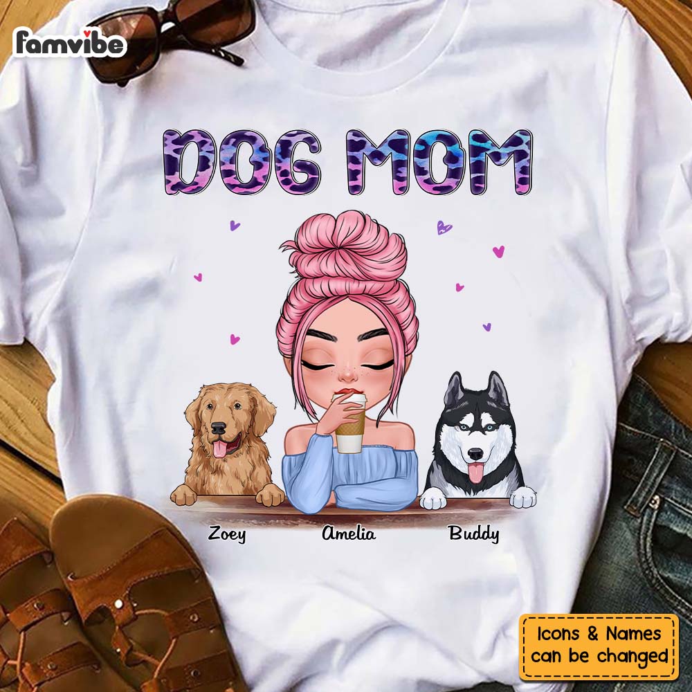 Personalized Gift for Dog Mom Neon Leopard  Print Shirt 23600 Primary Mockup