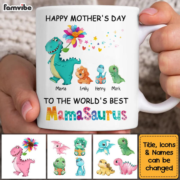 Personalized Mother's Day Mamasaurus Colorful Flower Mug 23606 - Famvibe