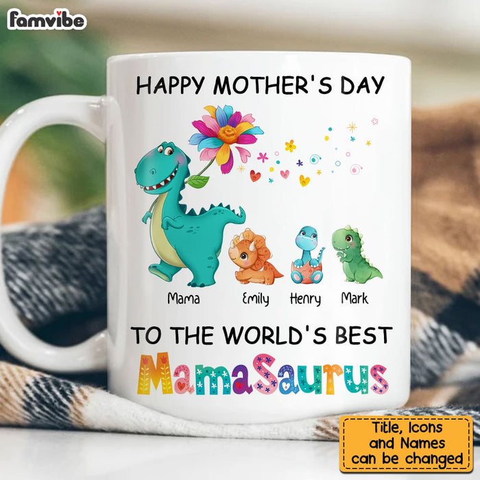 Personalized Mother's Day Mamasaurus Colorful Flower Mug 23606 1