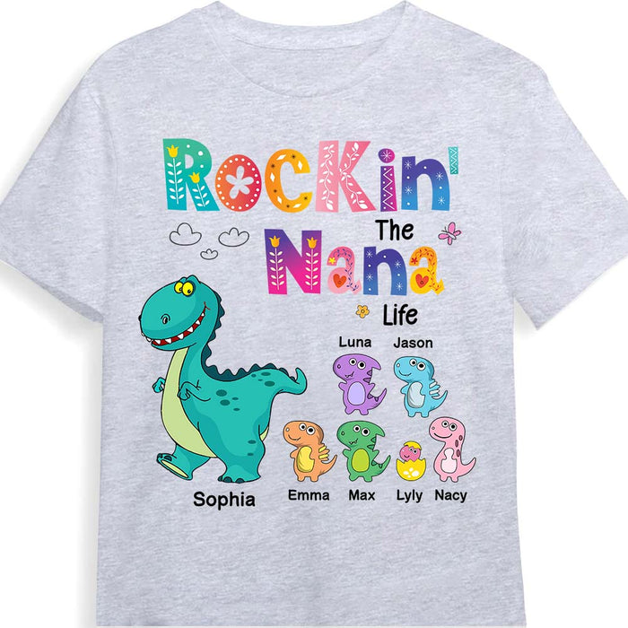Personalized Dino Rockin‘ Grandma Life Happy Shirt - Hoodie - Sweatshirt 23617 1
